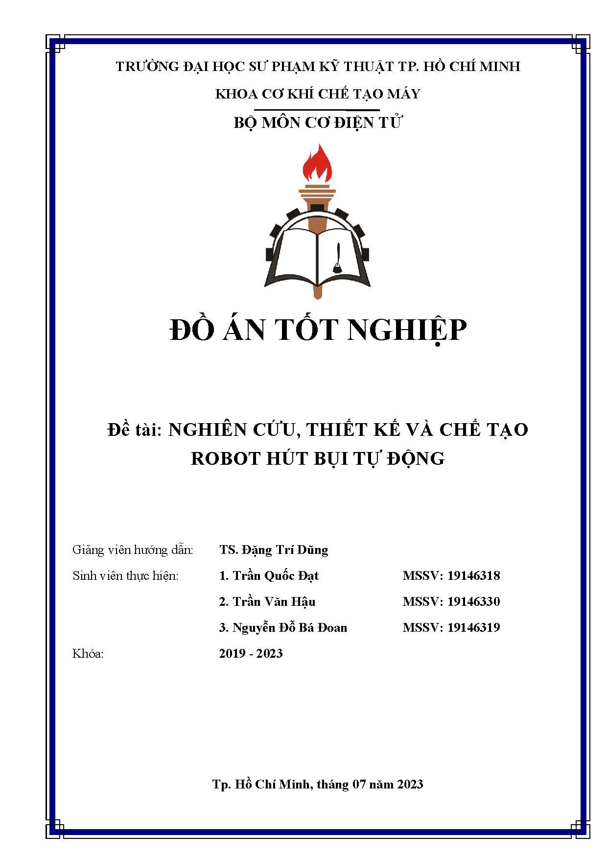 Đồ án tốt nghiệp - Nghiên cứu, thiết kế và chế tạo robot hút bụi tự động