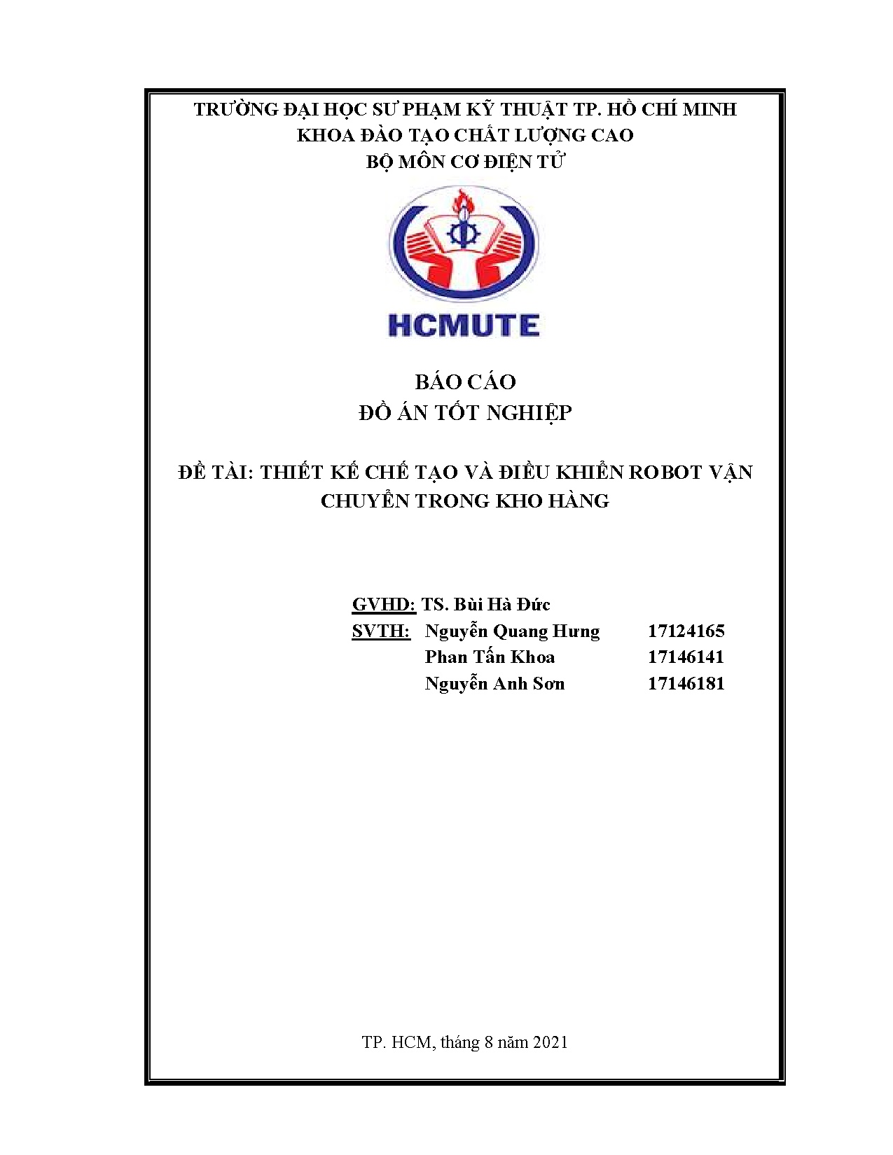 Đồ án tốt nghiệp - Thiết kế chế tạo và điều khiển robot vận chuyển trong kho hàng