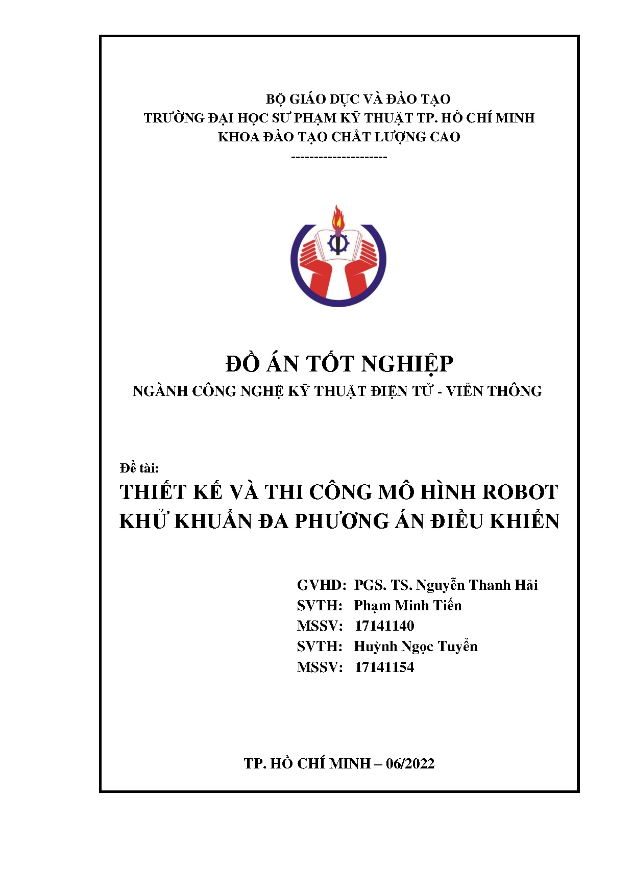 Đồ án tốt nghiệp - Thiết kế và thi công mô hình Robot khử khuẩn đa phương án điều khiển