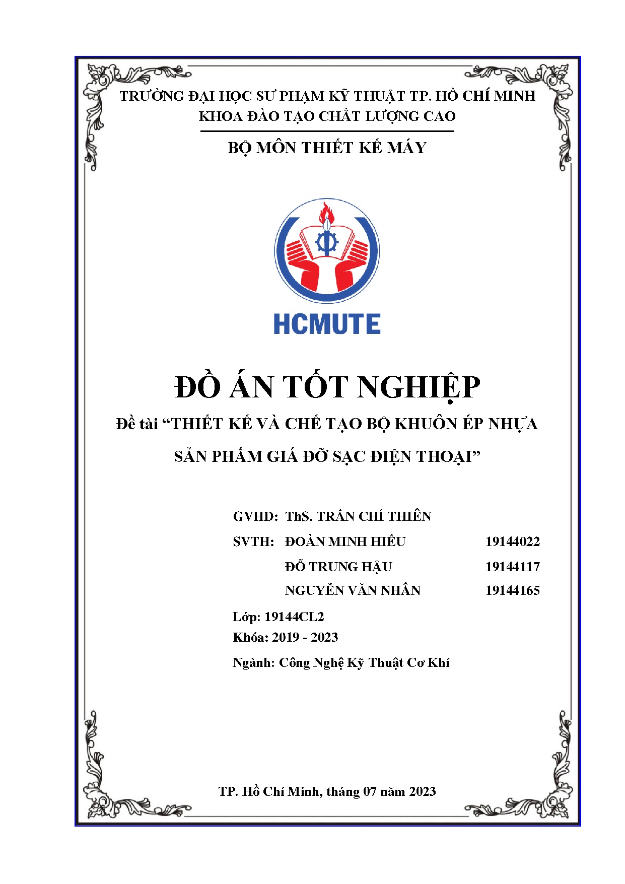 Đồ án tốt nghiệp - Thiết kế và chế tạo bộ khuôn ép nhựa sản phẩm giá đỡ sạc điện thoại
