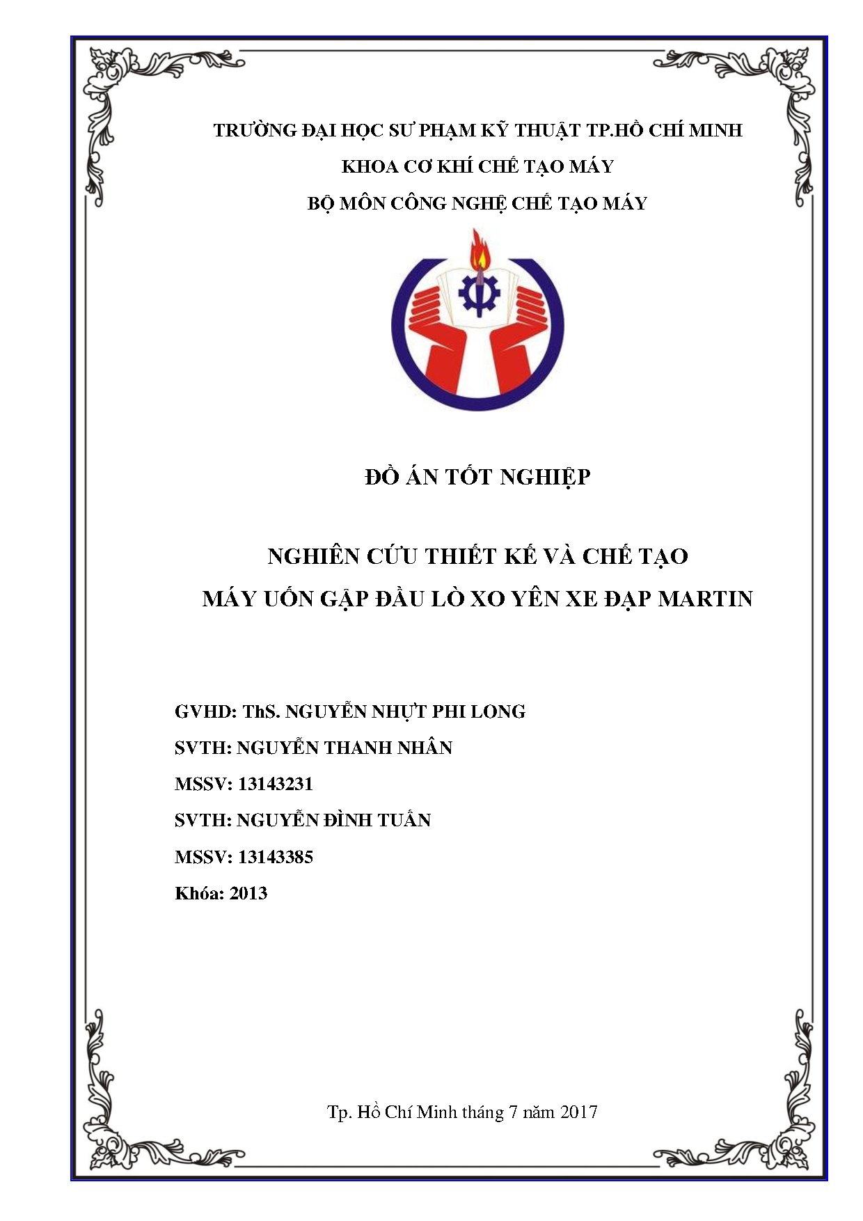 Đồ án tốt nghiệp - Nghiên cứu thiết kế và chế tạo máy uốn gập đầu lò xo yên xe đạp Martin