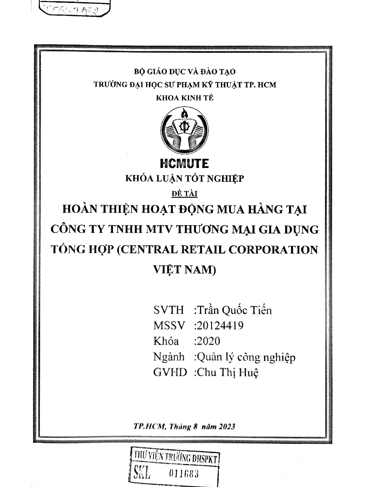 Đồ án tốt nghiệp - Hoàn thiện hoạt động mua hàng tại Công ty TNHH MTV Thương Mại Gia Dụng TH ( RCVN