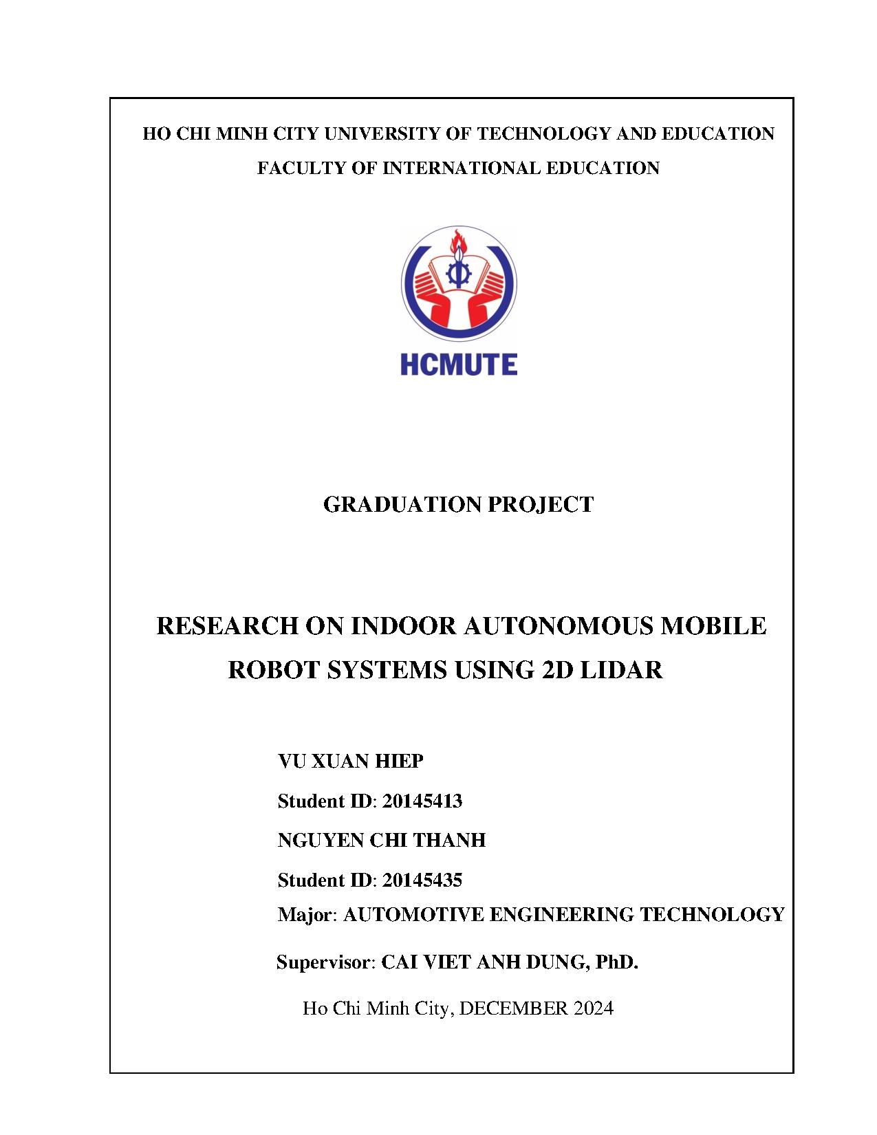 Đồ án tốt nghiệp - Research on indoor autonomous mobile robot systems using 2D lidar