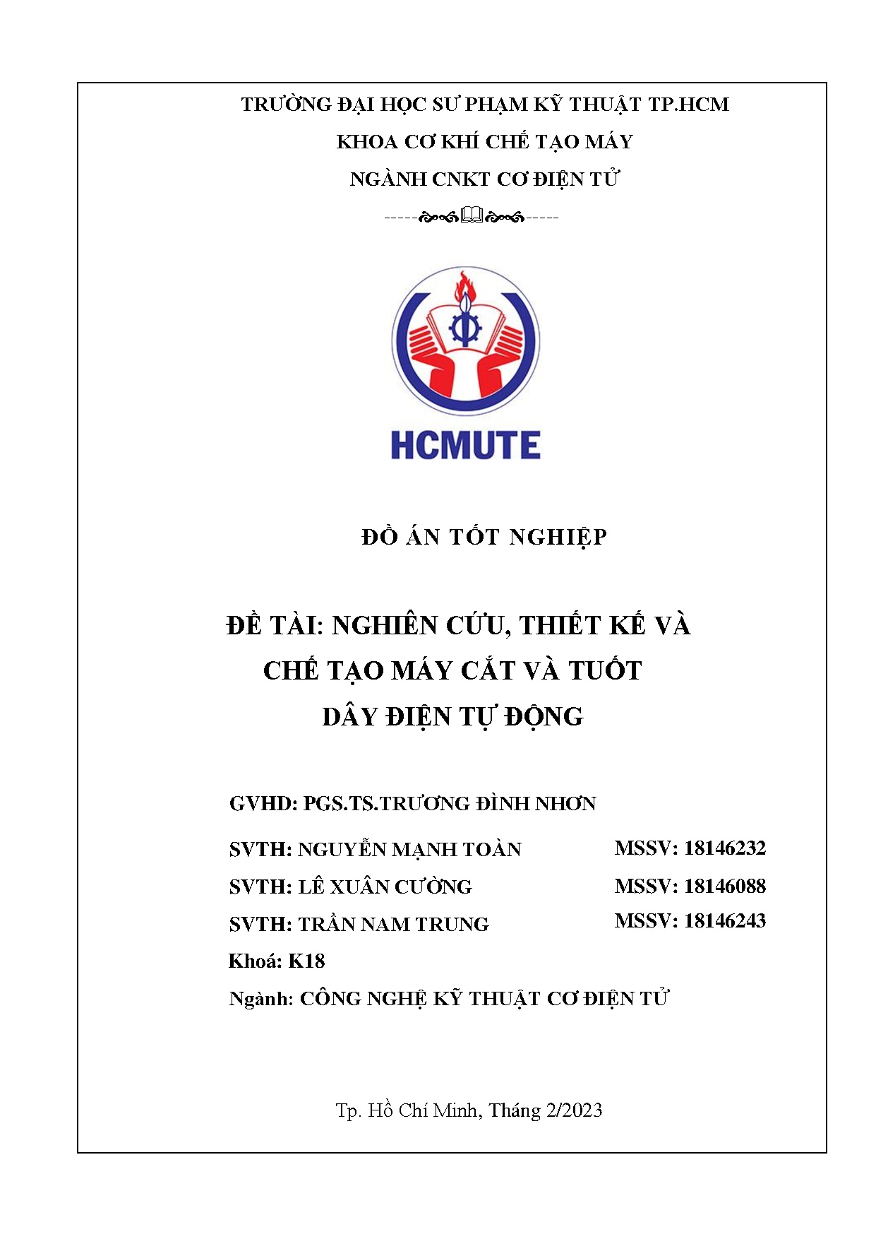 Đồ án tốt nghiệp - Nghiên cứu, thiết kế và chế tạo máy cắt và tuốt dây điện tự động