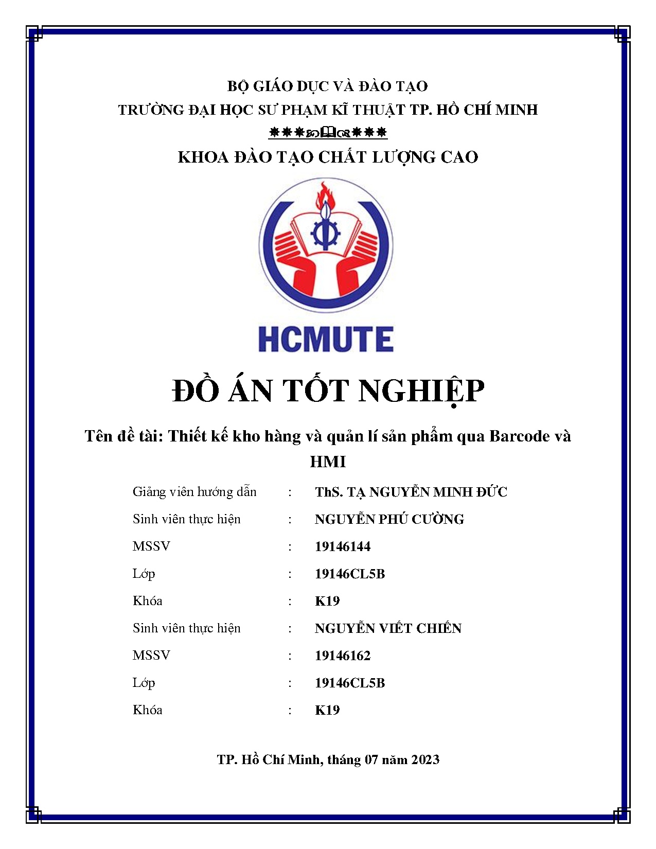 Đồ án tốt nghiệp - Thiết kế kho hàng và quản lí sản phẩm qua Barcode và HMI