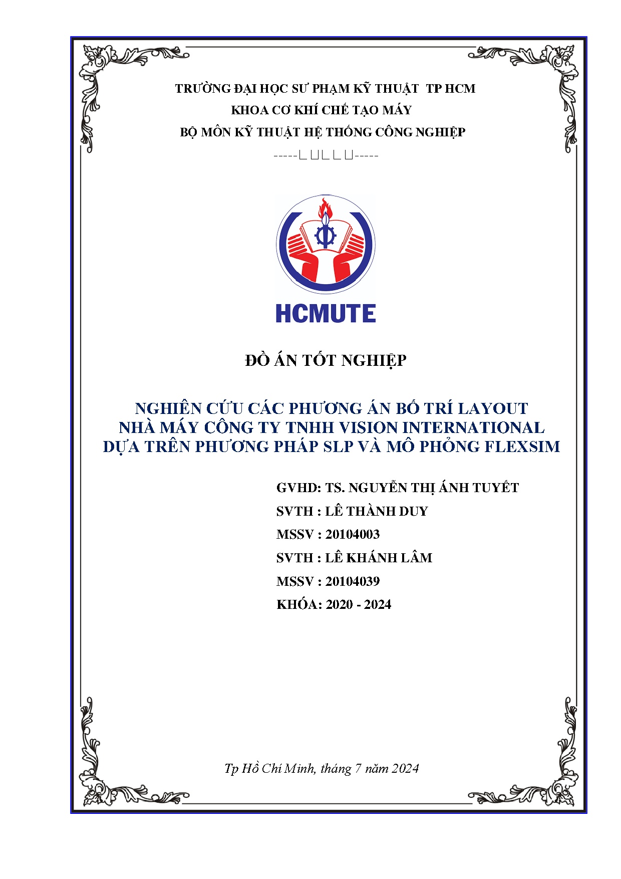 Đồ án tốt nghiệp - Nghiên cứu các phương án bố trí Layout nhà máy công ty TNHH Vision IDTPPSVMPF