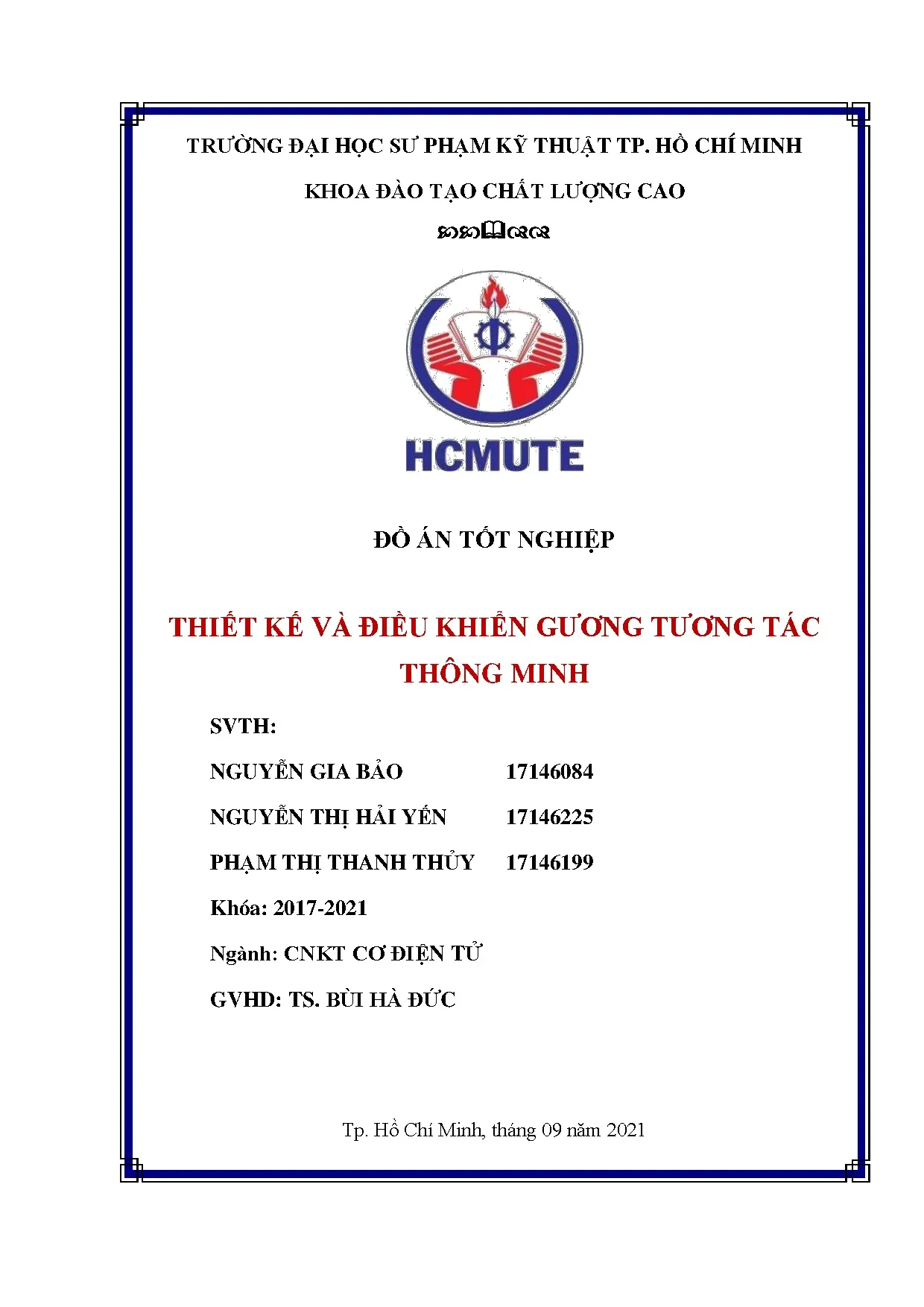 Đồ án tốt nghiệp - Thiết kế và điều khiển gương tương tác thông minh: Đồ án tốt NKĐTCLCNCNKTCĐT