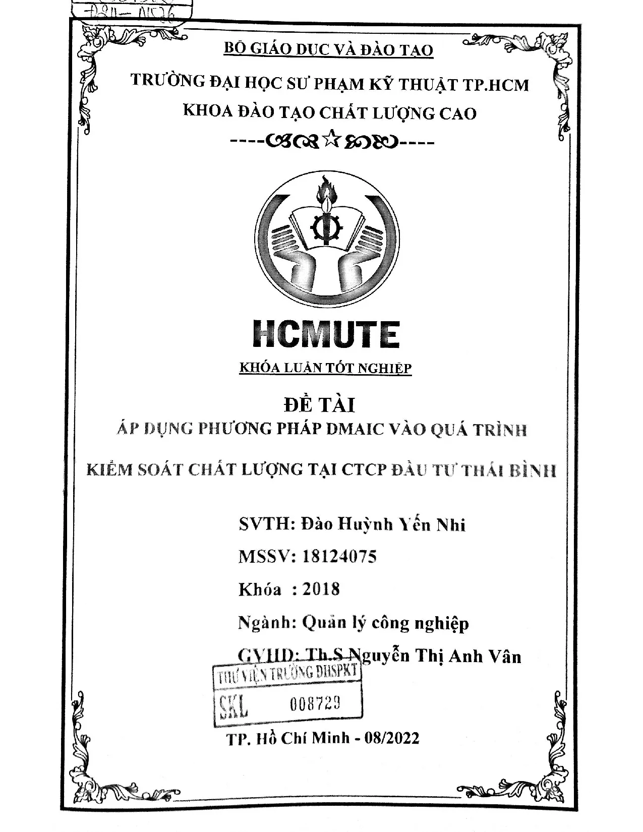 Đồ án tốt nghiệp - Áp dụng phương pháp DMAIC vào quá trình kiểm soát chất lượng tại CTCP đầu tư TB
