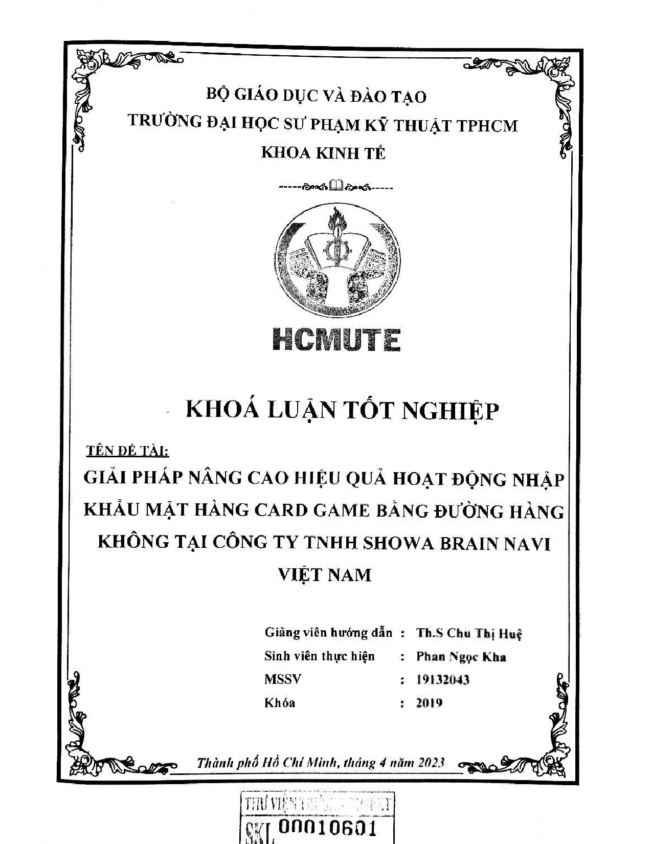 Đồ án tốt nghiệp - Giải pháp nâng cao hiệu quả hoạt động nhập khẩu mặt hàng Card Game BĐHKTCTTSBNVN