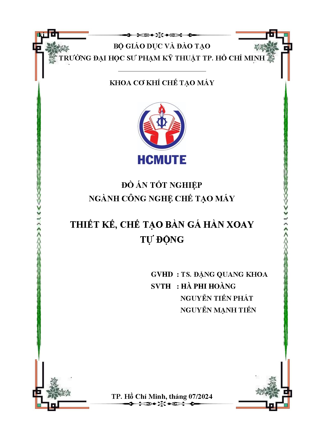 Đồ án tốt nghiệp - Thiết kế, chế tạo bàn gá hàn xoay tự động