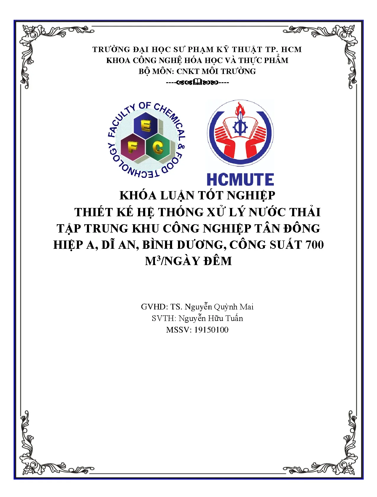 Đồ án tốt nghiệp - Thiết kế hệ thống xử lý nước thải tập trung khu công nghiệp Tân Đông HADABDCS 7 Đ