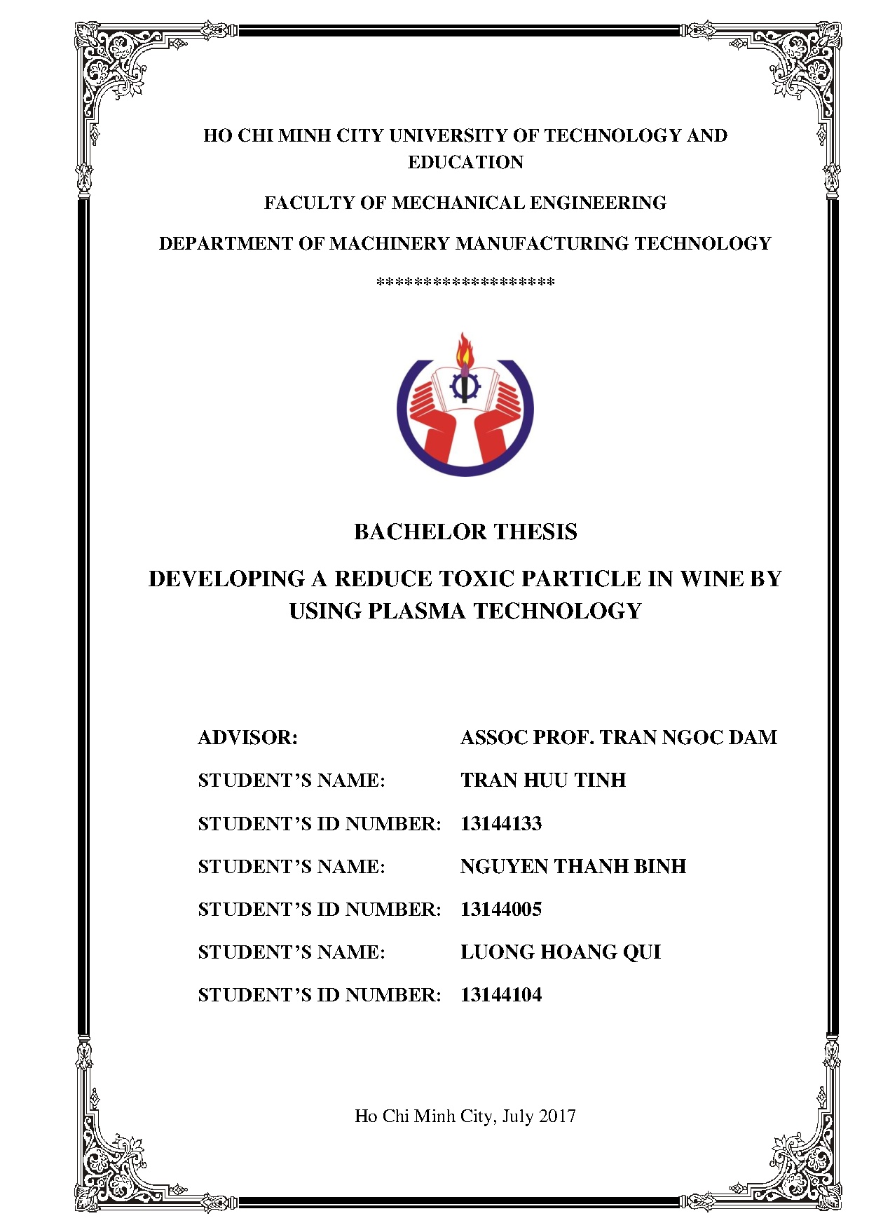 Đồ án tốt nghiệp - Developing a reduce toxic particle in wine by using Plasma technology