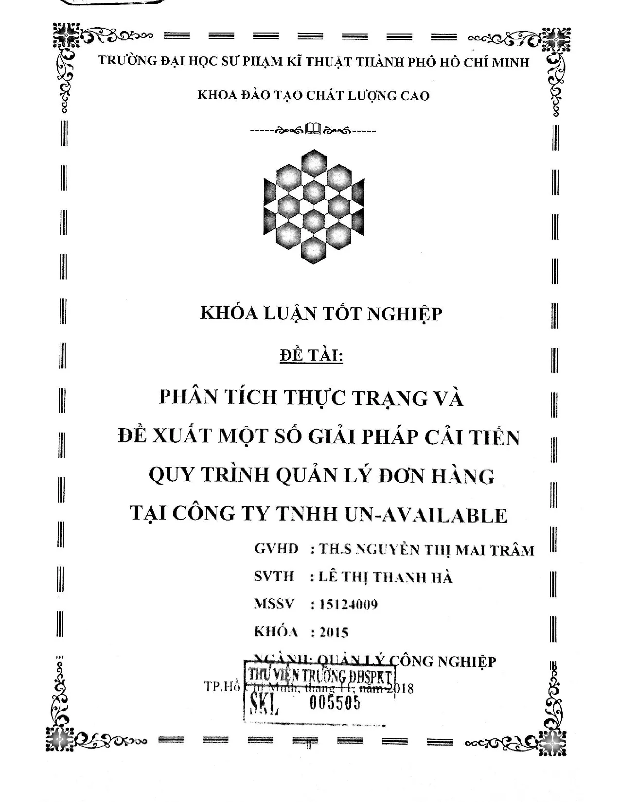 Đồ án tốt nghiệp - Phân tích thực trạng và đề xuất một số giải pháp cải tiến qui trình quản LĐHTCTTU