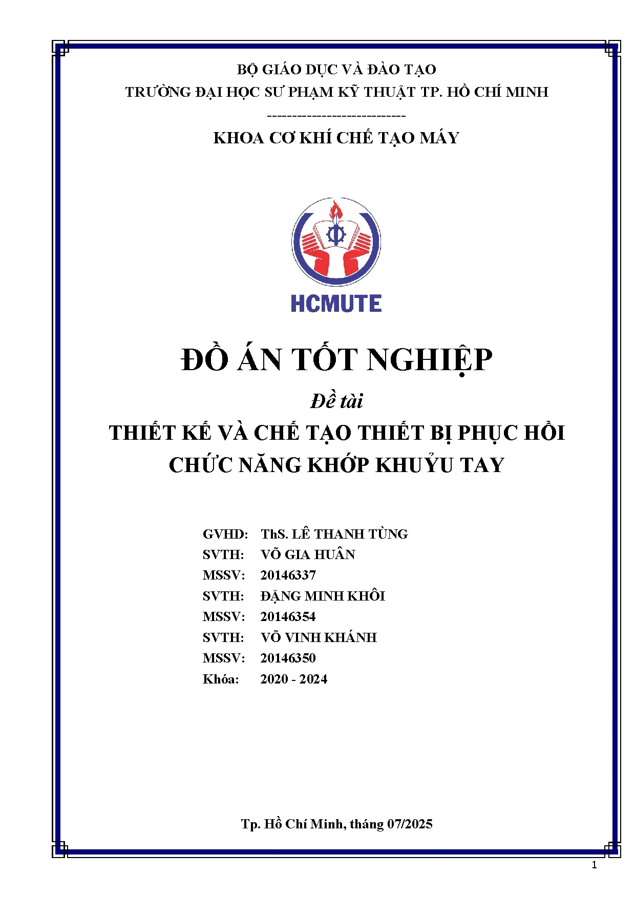 Đồ án tốt nghiệp - Thiết kế và chế tạo thiết bị phục hồi chức năng khớp khuỷu tay