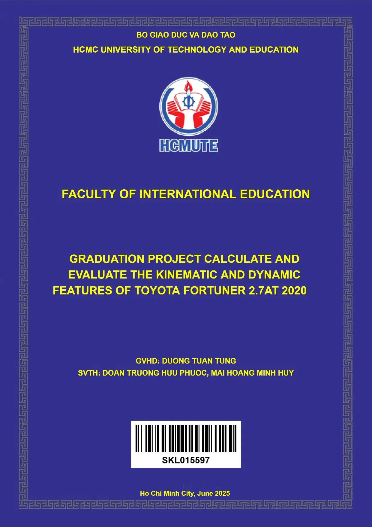 Đồ án tốt nghiệp - Calculate and evaluate the kinematic and dyamic features of Toyota Fortuner 2 2