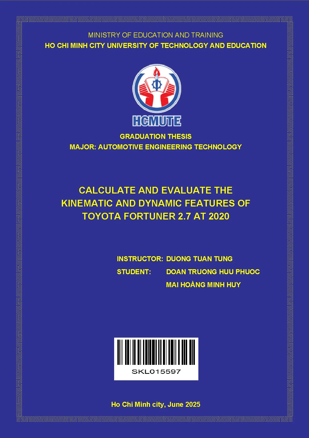 Đồ án tốt nghiệp - Calculate and evaluate the kinematic and dyamic features of Toyota Fortuner 2 2 - Trang 2