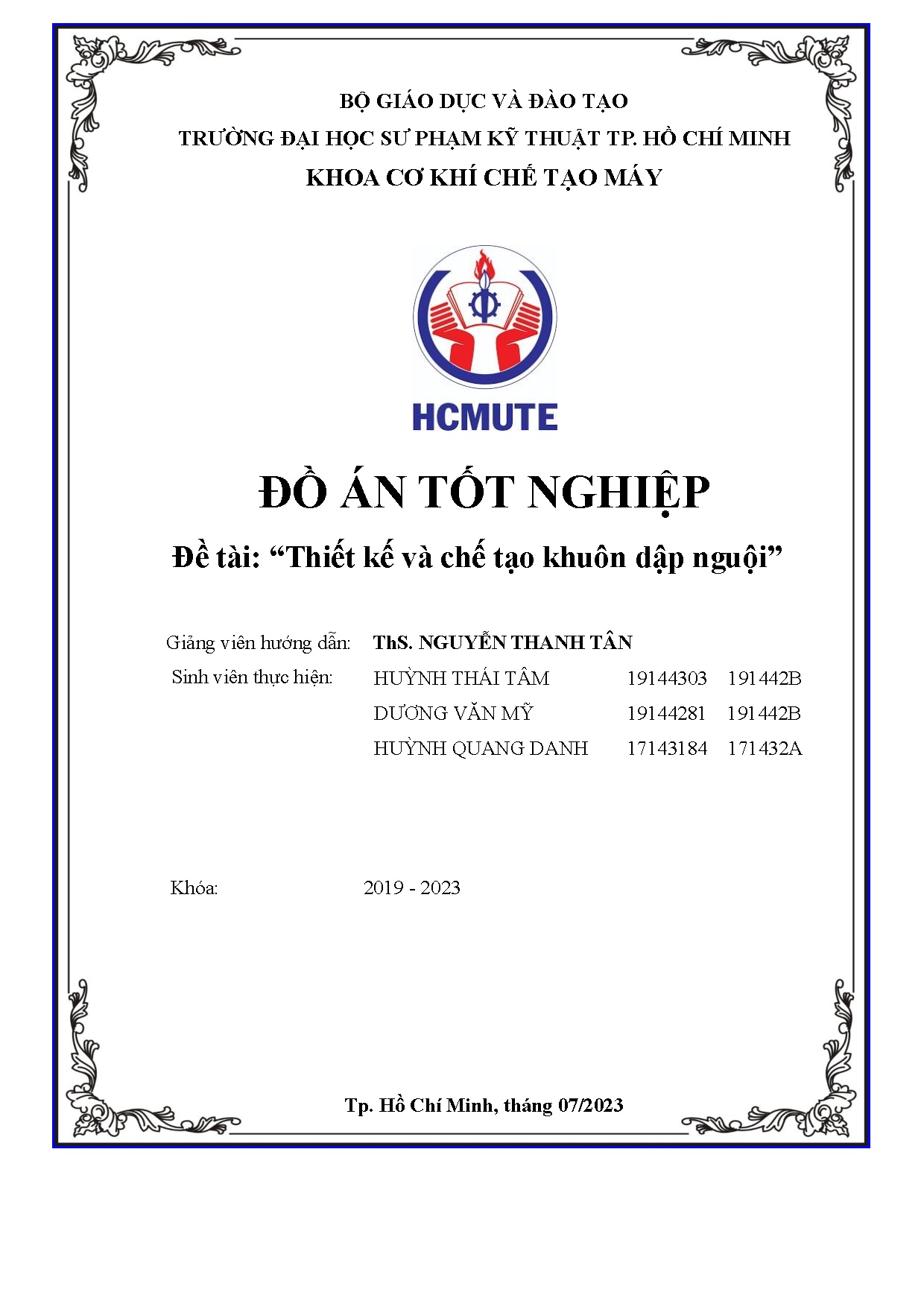 Đồ án tốt nghiệp - Thiết kế và chế tạo khuôn dập nguội