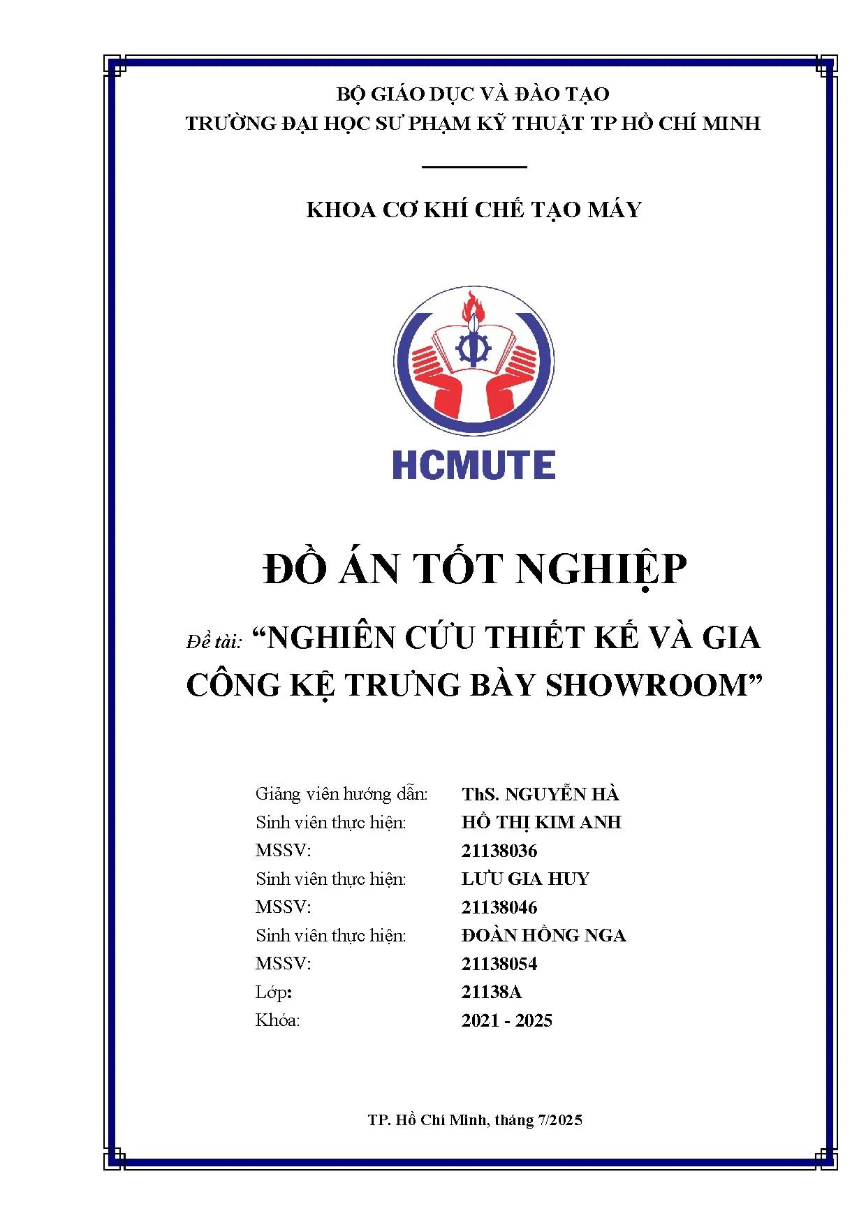 Đồ án tốt nghiệp - Nghiên cứu thiết kế và gia công kệ trưng bày showroom