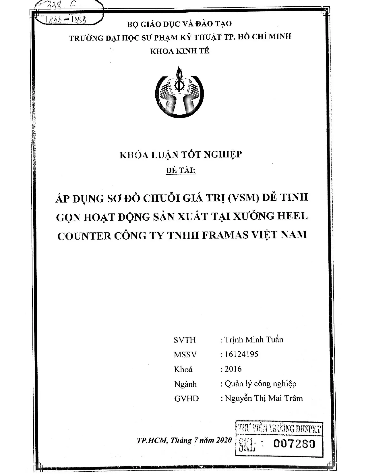 Đồ án tốt nghiệp - Áp dụng sơ đồ chuỗi giá trị (VSM) để tinh gọn hoạt động sản xuất tại XHCCTTFVN