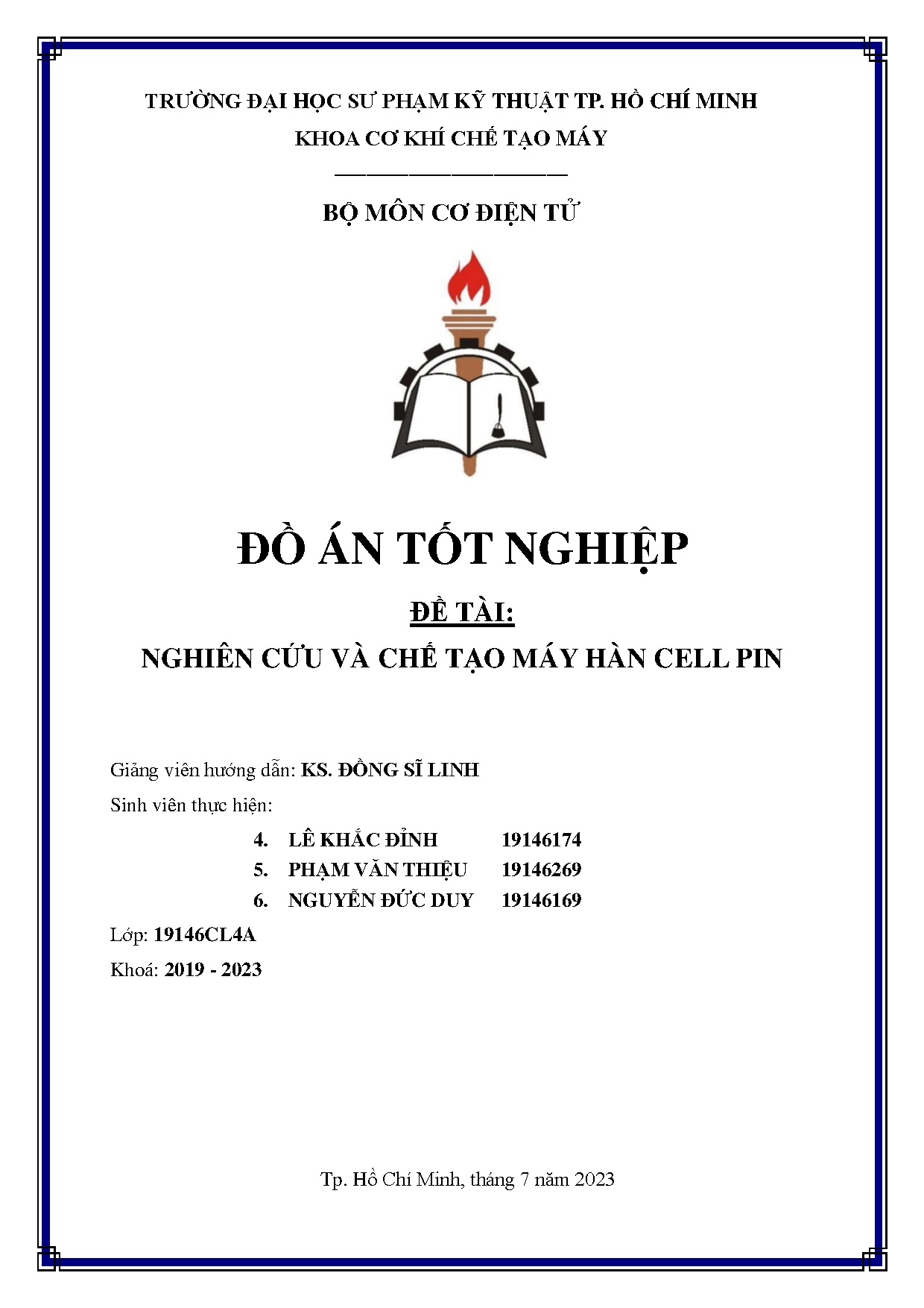 Đồ án tốt nghiệp - Nghiên cứu và chế tạo máy hàn Cell Pin