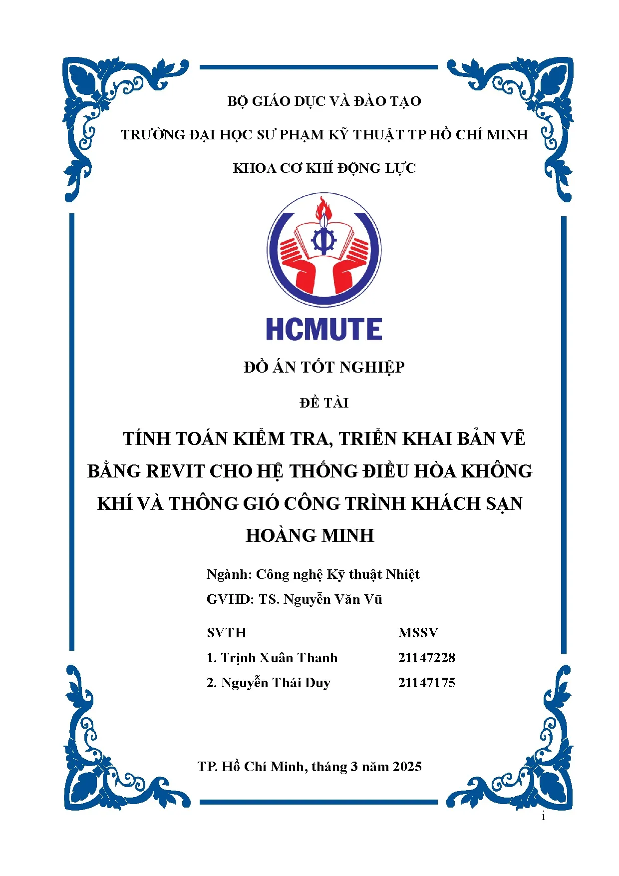 Đồ án tốt nghiệp - Tính toán kiểm tra, triển khai bản vẽ bằng Revit cho hệ thống điều HKKVTGCTKSHM - Trang 2