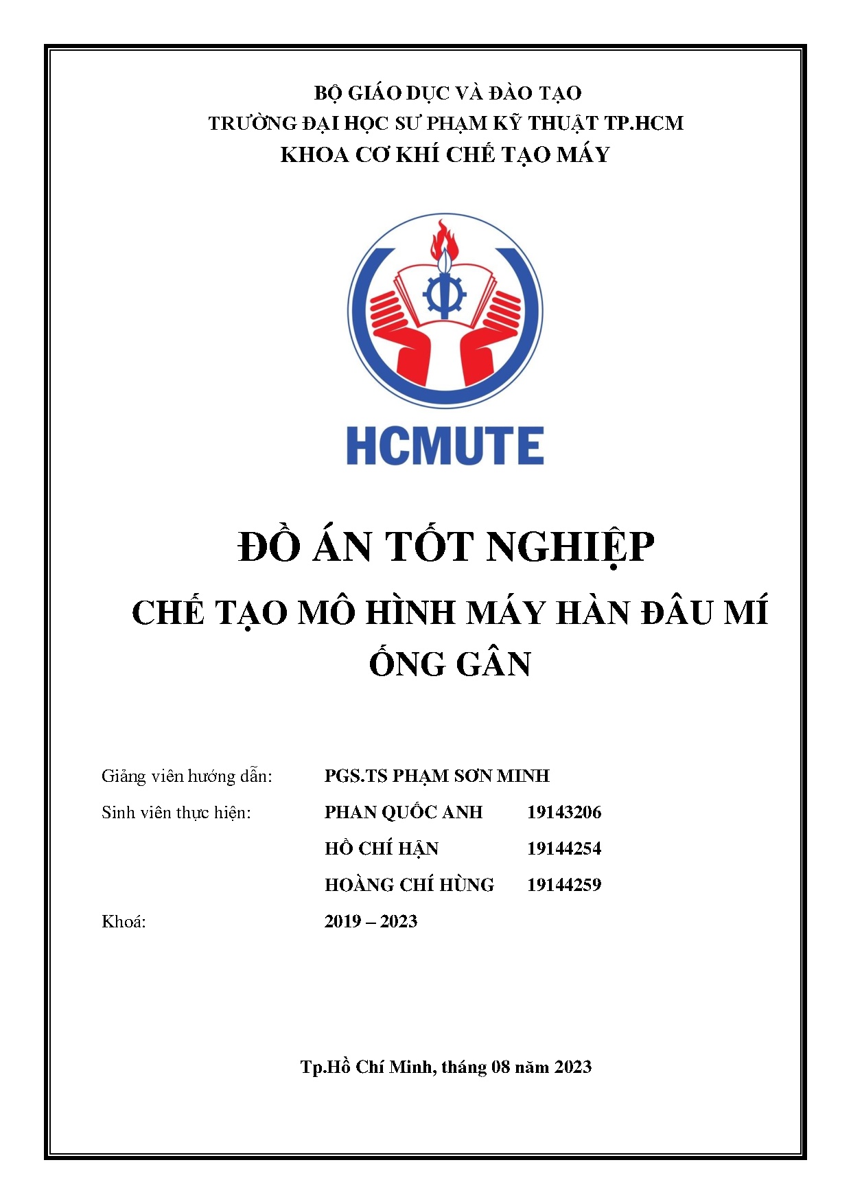 Đồ án tốt nghiệp - Chế tạo mô hình máy hàn đâu mí ống gân