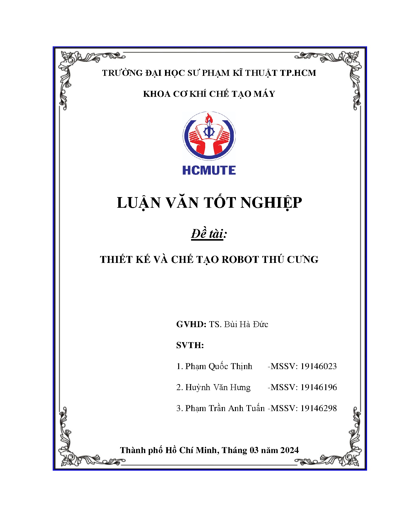 Đồ án tốt nghiệp - Thiết kế và chế tạo robot thú cưng