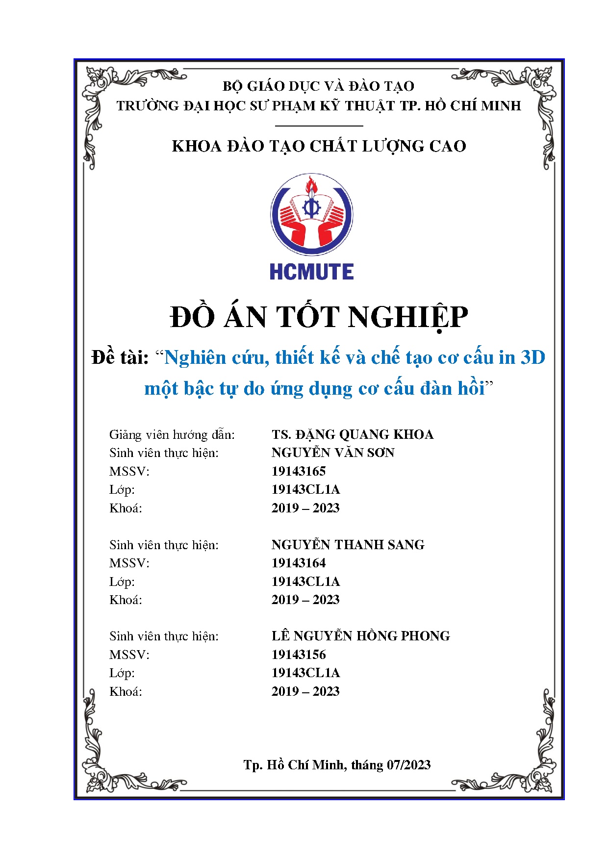 Đồ án tốt nghiệp - Nghiên cứu, thiết kế và chế tạo cơ cấu in 3D một bậc tự do ứng dụng cơ cấu đàn H