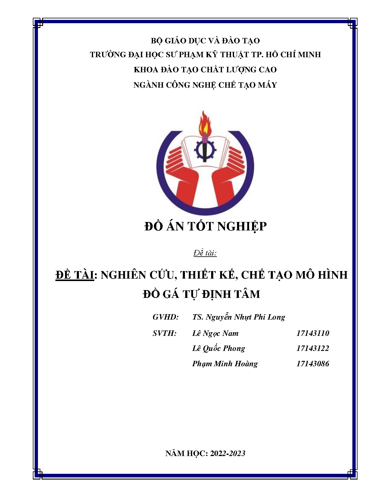 Đồ án tốt nghiệp - Nghiên cứu, thiết kế, chế tạo mô hình đồ giá tự định tâm