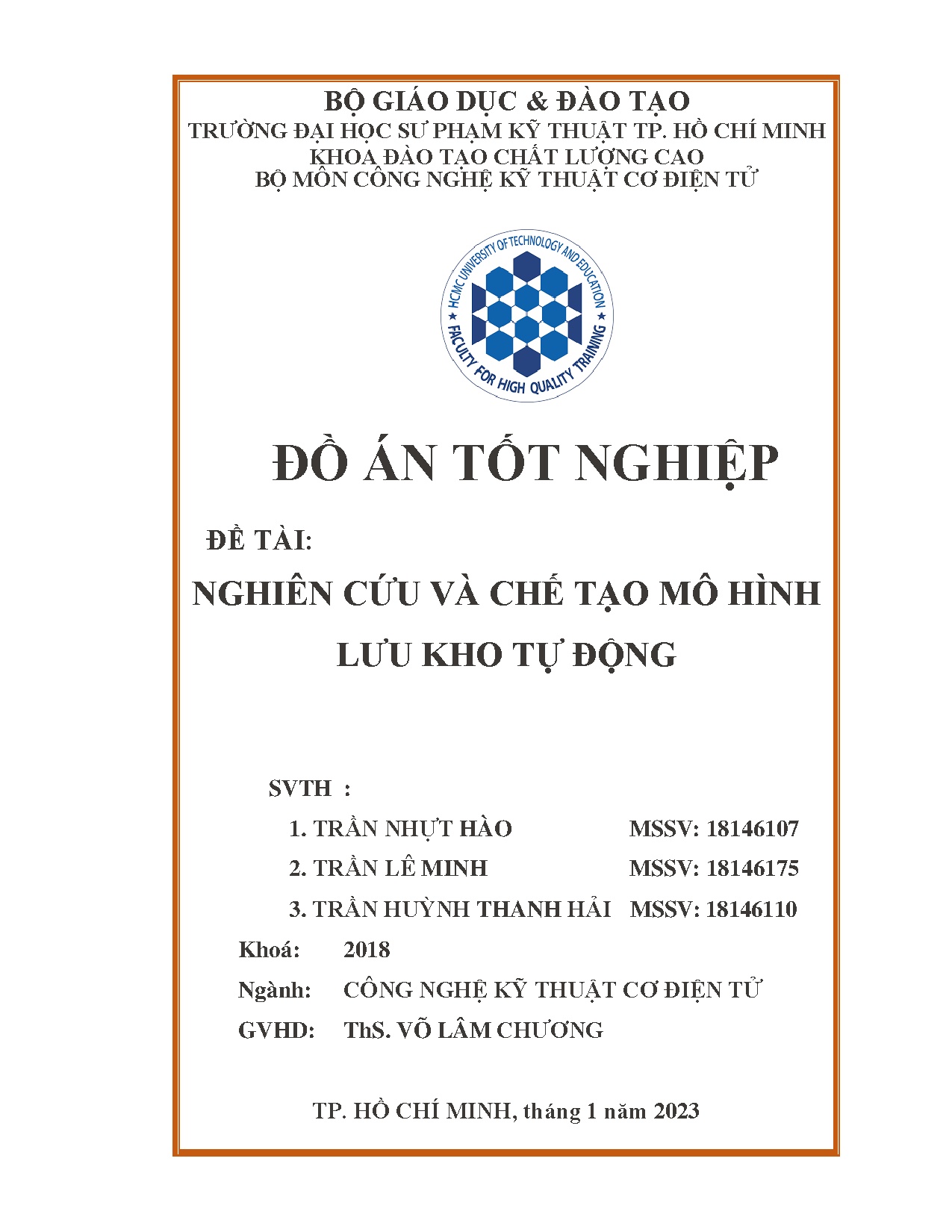Đồ án tốt nghiệp - Nghiên cứu và chế tạo mô hình lưu kho tự động