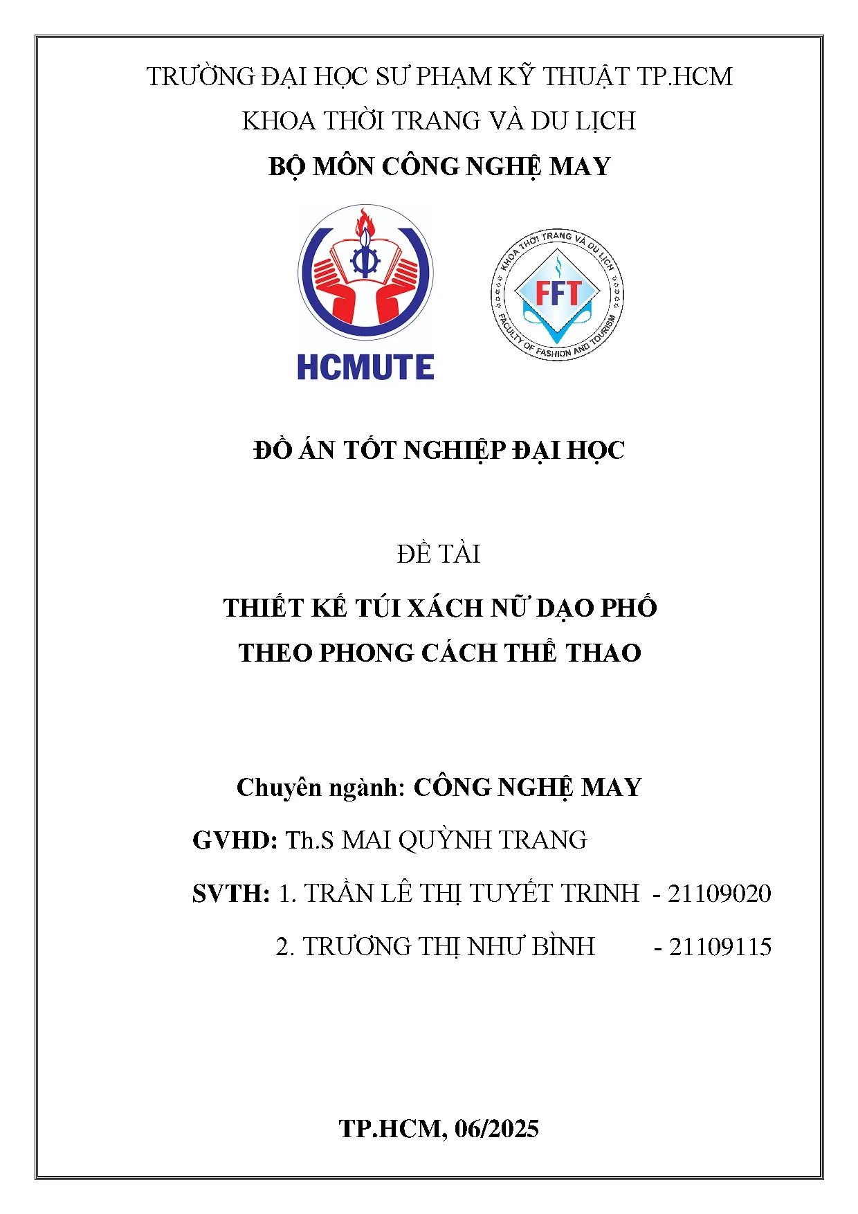 Đồ án tốt nghiệp - Thiết kế túi xách nữ dạo phố theo phong cách thể thao