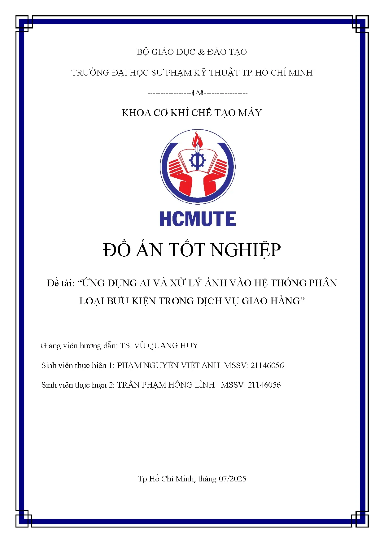 Đồ án tốt nghiệp - Ứng dụng AI và xử lý ảnh vào hệ thống phân loại bưu kiện trong dịch vụ giao hàng