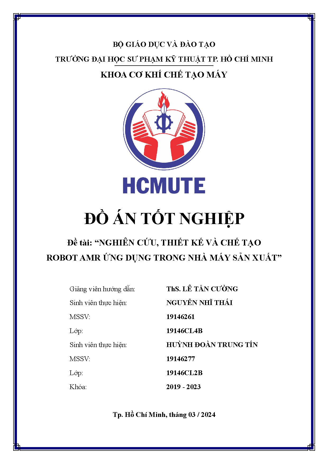 Đồ án tốt nghiệp - Nghiên cứu, thiết kế và chế tạo robot AMR ứng dụng trong nhà máy sản xuất