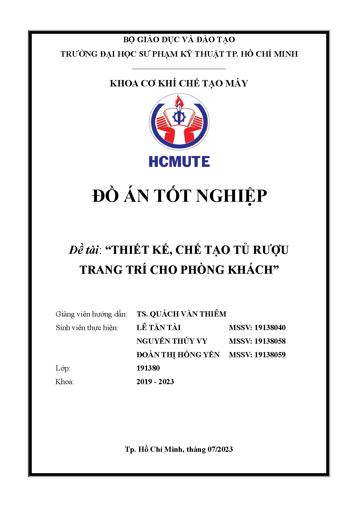 Đồ án tốt nghiệp - Thiết kế, chế tạo tủ rượu trang trí cho phòng khách