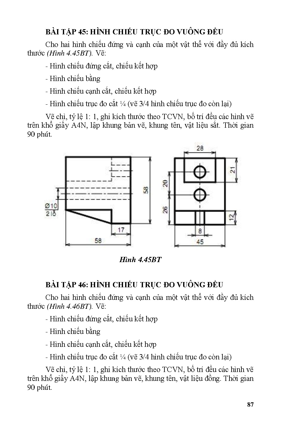 Bài tập hình họa - Vẽ kỹ thuật (HCMUTE) - Trang 87