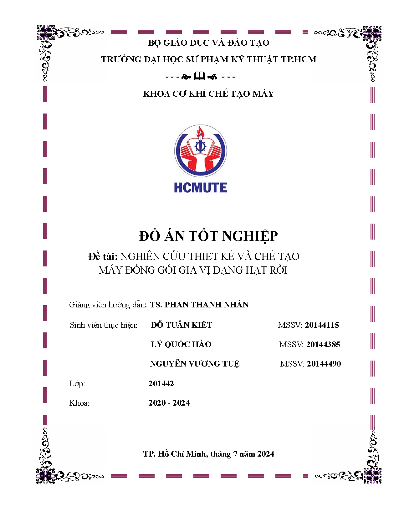 Đồ án tốt nghiệp - Nghiên cứu thiết kế và chế tạo máy đóng gói gia vị dạng hạt rời