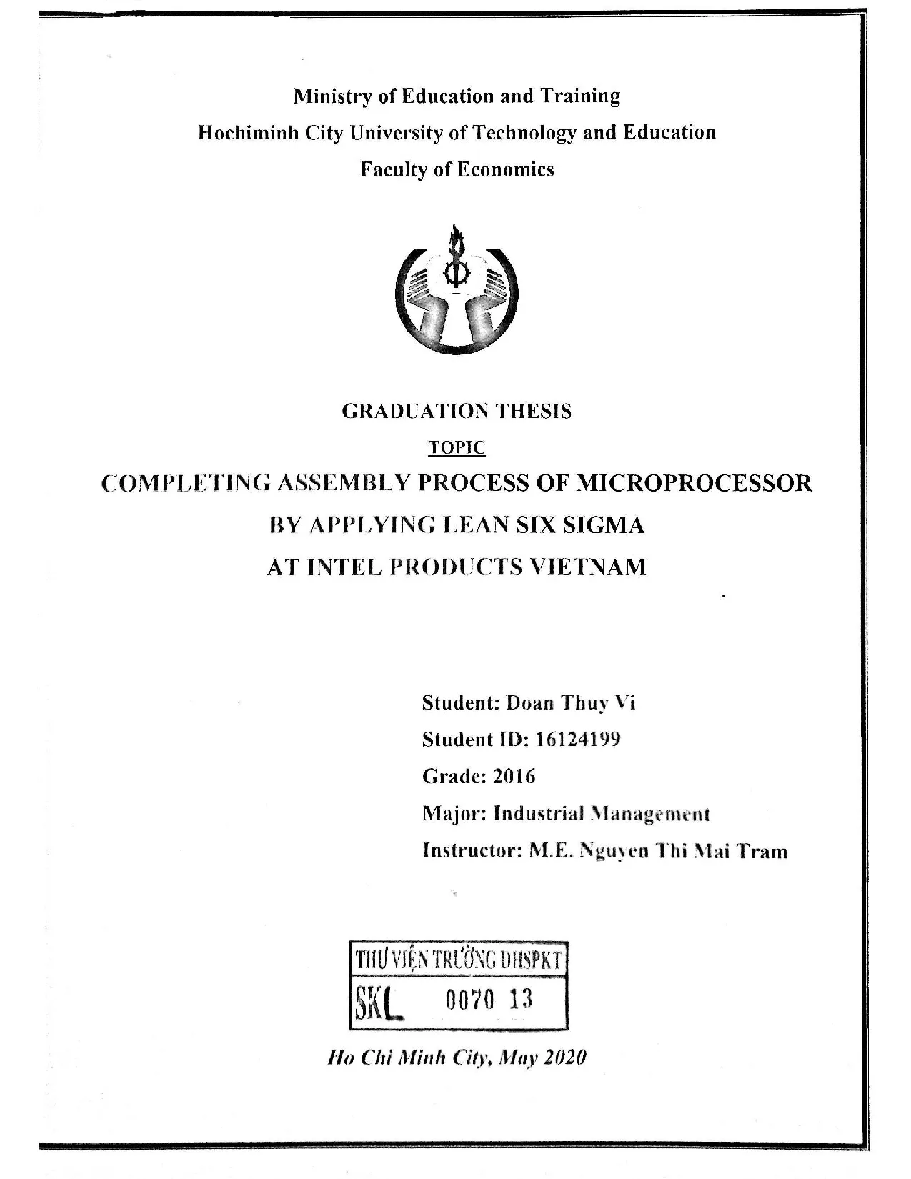 Đồ án tốt nghiệp - Completing assembly process of microprocessor by applying lean six sigma at IPV