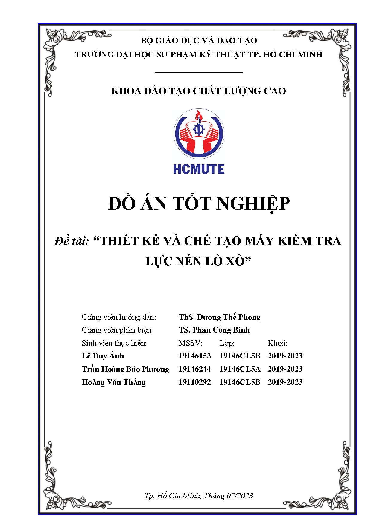 Đồ án tốt nghiệp - Thiết kế và chế tạo máy kiểm tra lực nén lò xo