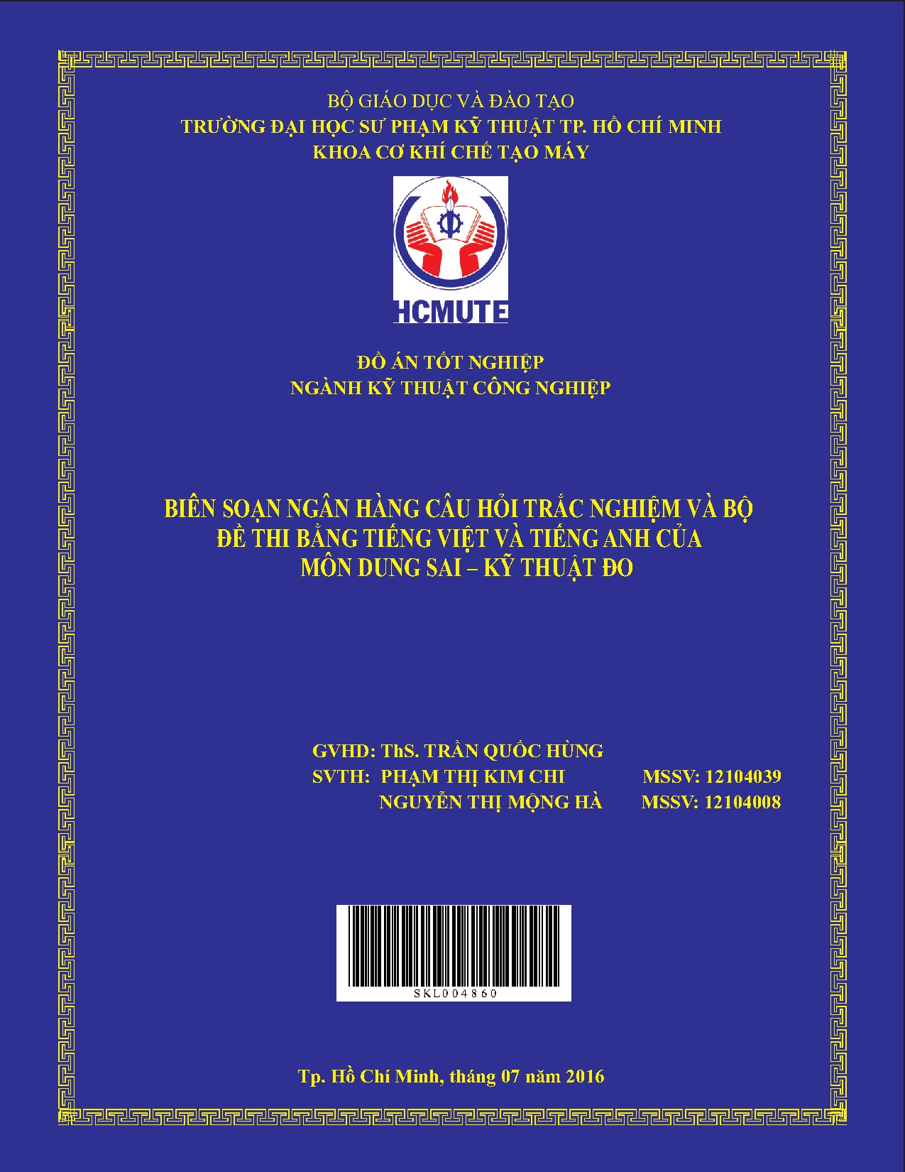Đồ án tốt nghiệp - Biên soạn ngân hàng câu hỏi trắc nghiệm và bộ đề thi bằng Tiếng VVTACMDS - KTĐĐ