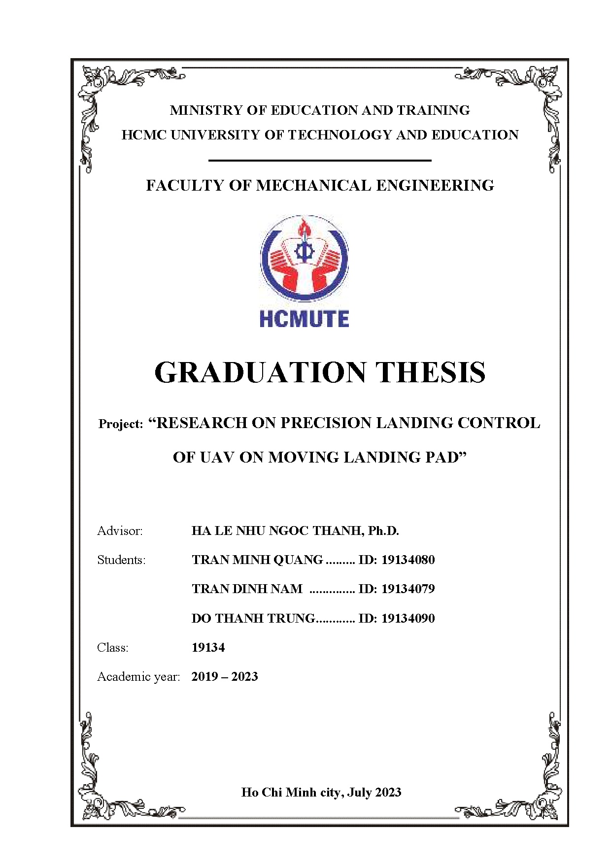 Đồ án tốt nghiệp - Research on precision landing control of UAV on moving landing pad