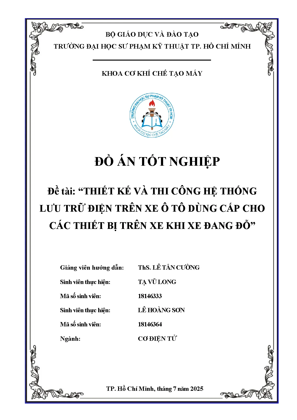 Đồ án tốt nghiệp - Thiết kế và thi công hệ thống lưu trữ điện trên xe ô tô dùng cấp cho các TBTXKXĐĐ - Trang 2