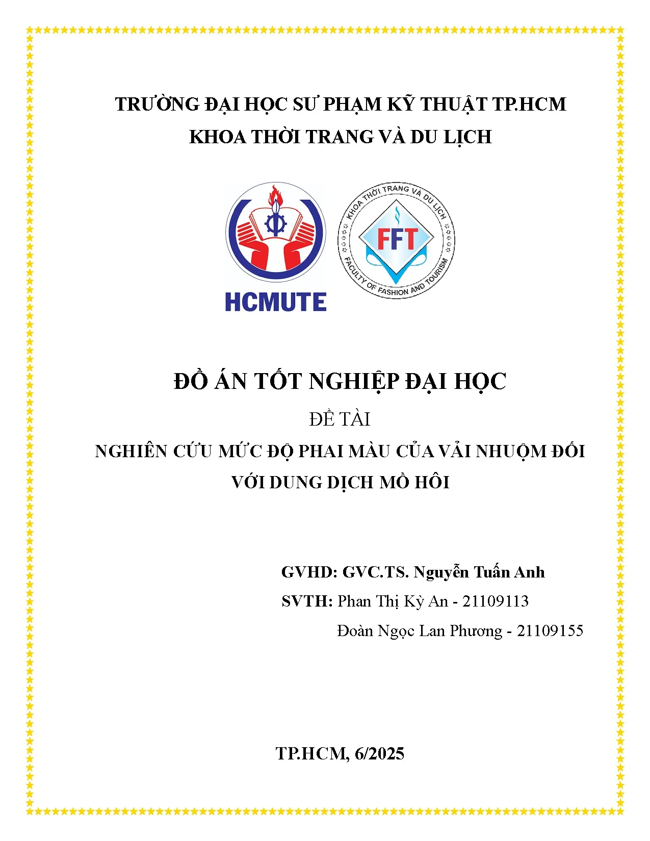 Đồ án tốt nghiệp - Nghiên cứu mức độ phai màu của vải nhuộm đối với dung dịch mồ hôi