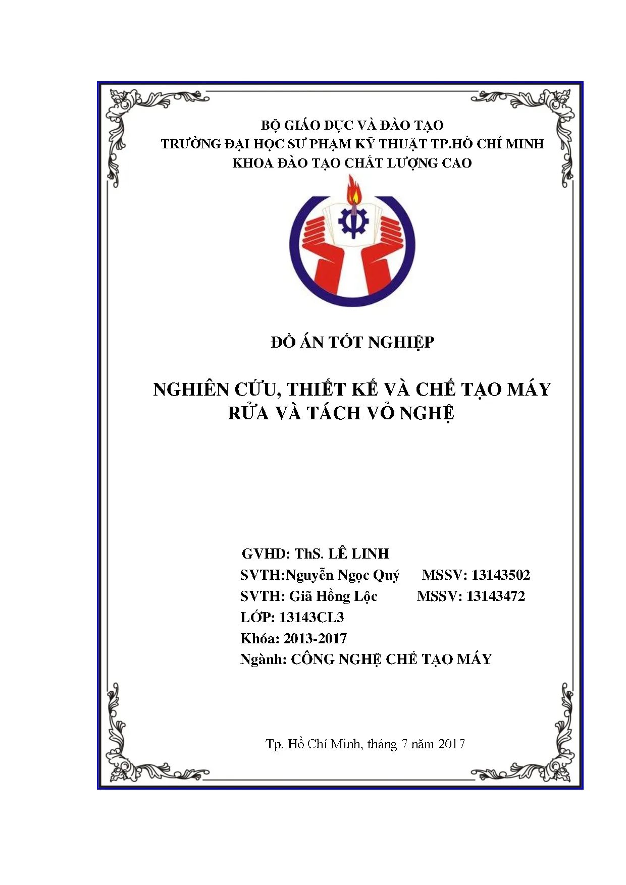 Đồ án tốt nghiệp - Nghiên cứu, thiết kế và chế tạo máy rửa và tách vỏ nghệ