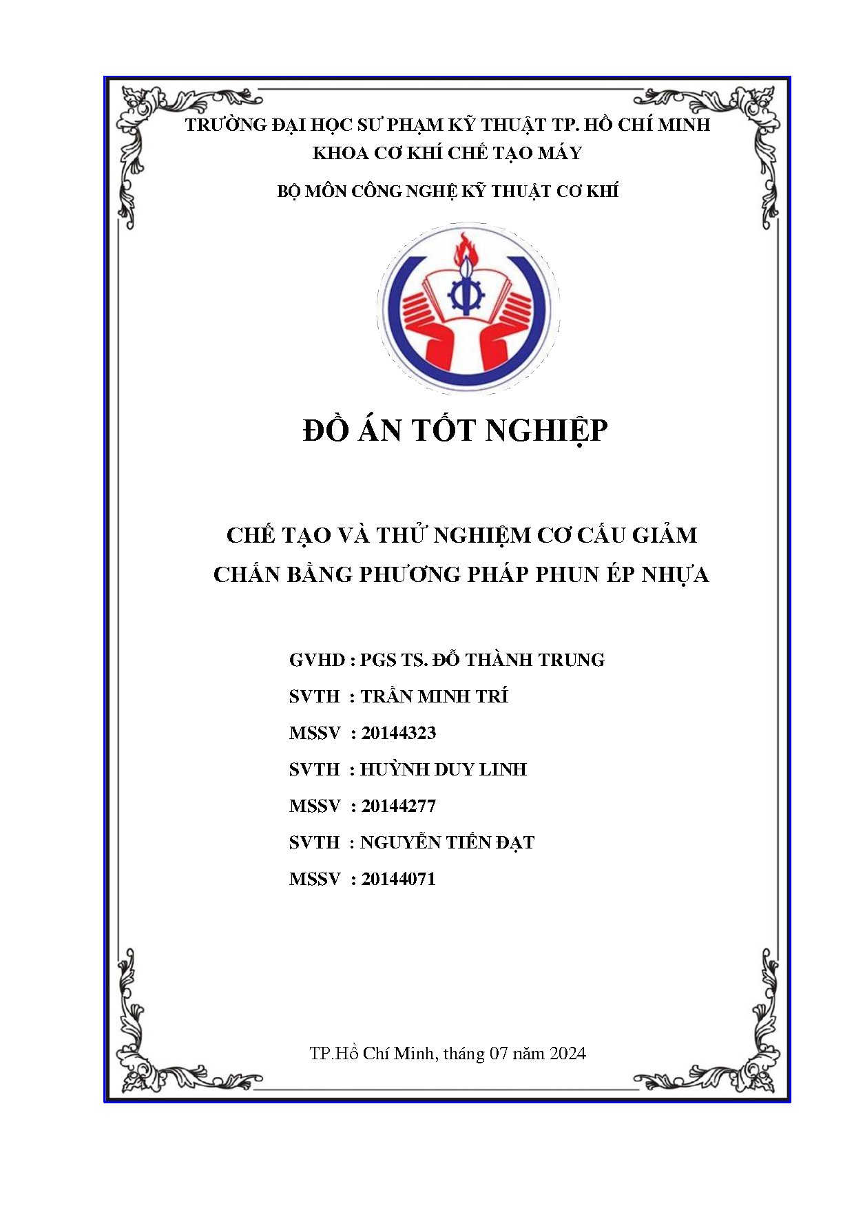 Đồ án tốt nghiệp - Chế tạo và thử nghiệm cơ cấu giảm chấn bằng phương pháp phun ép nhựa