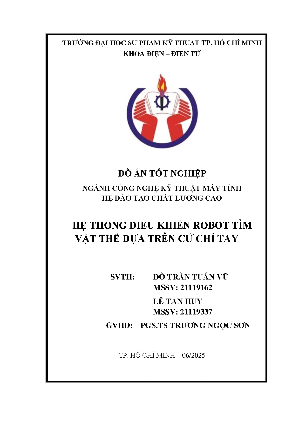 Đồ án tốt nghiệp - Hệ thống điều khiển robot tìm vật thể dựa trên cử chỉ tay