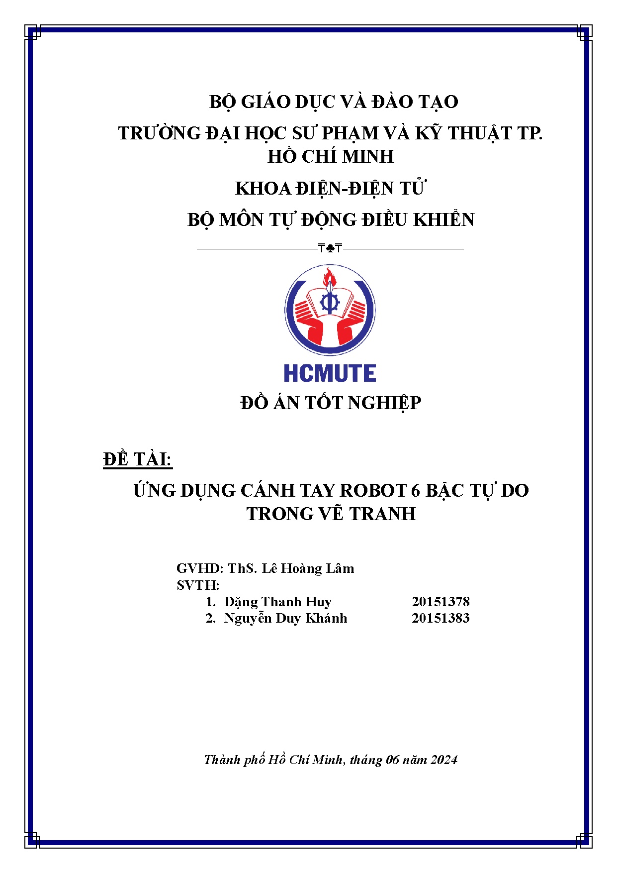 Đồ án tốt nghiệp - Ứng dụng cánh tay robot 6 bậc tự do trong vẽ tranh