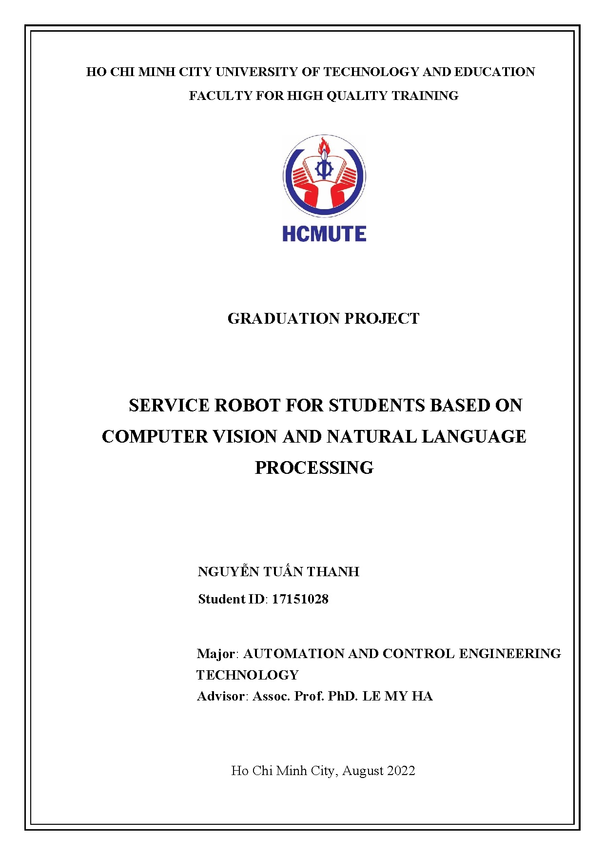 Đồ án tốt nghiệp - Service robot for students based on computer vision and natural language P