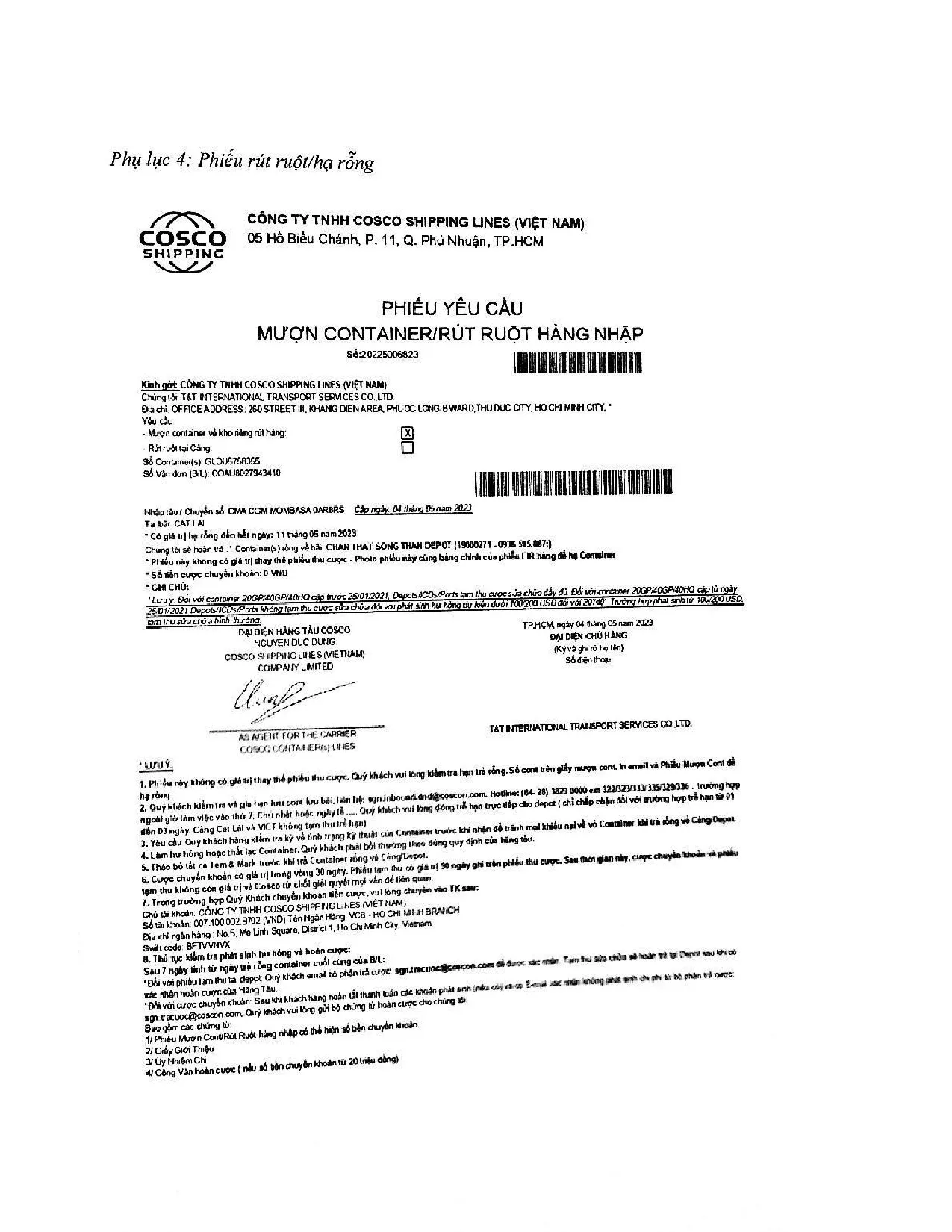 Đồ án tốt nghiệp - Nâng cao hiệu quả hoạt động giao nhận hàng hóa nhập khẩu NC ( BĐBTCTTDVVTQTT - Trang 104