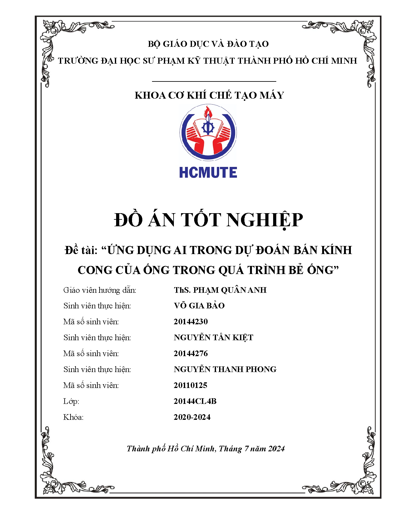 Đồ án tốt nghiệp - Ứng dụng AI trong dự đoán bán kính cong của ống trong quá trình bẻ ống