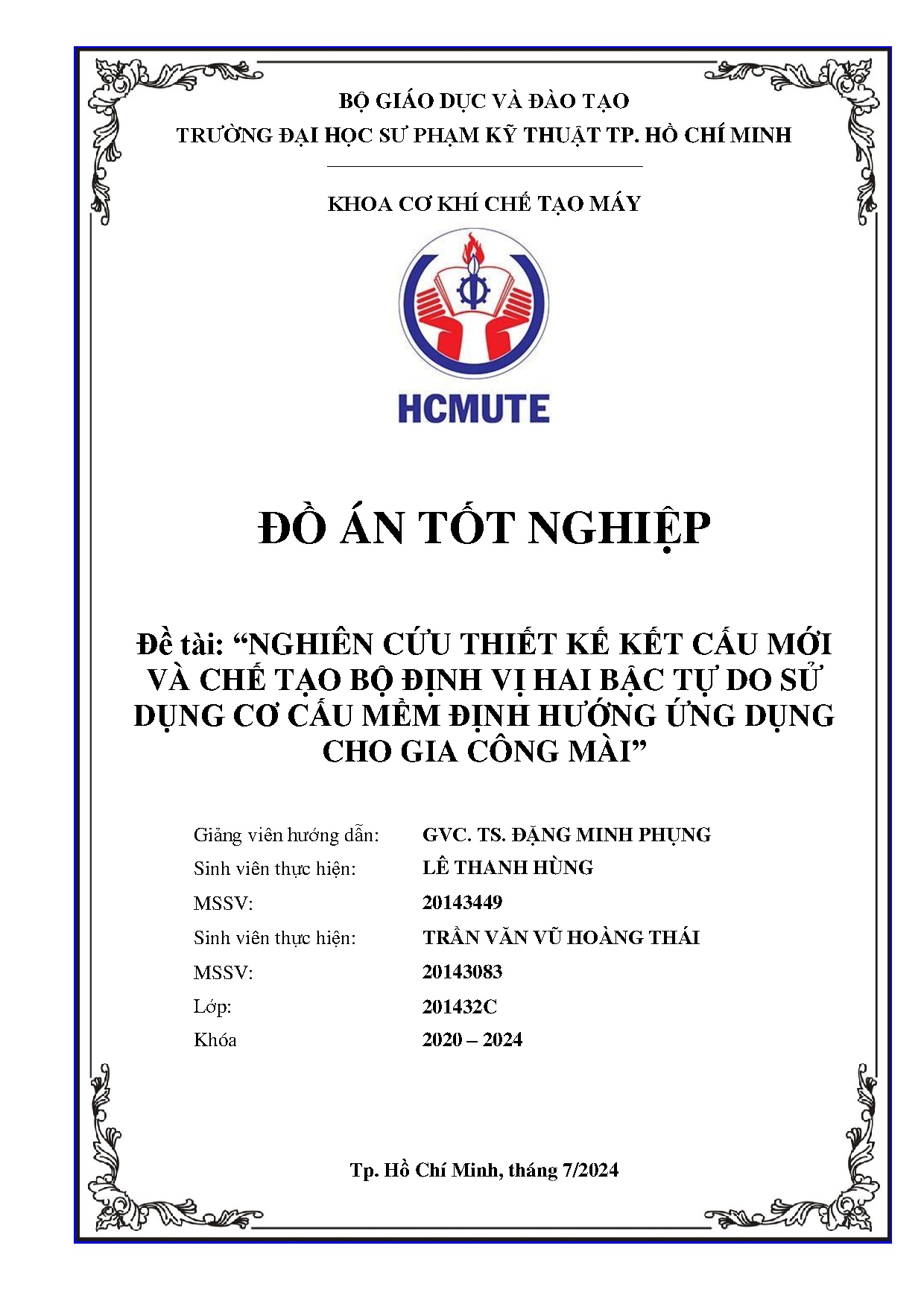 Đồ án tốt nghiệp - Nghiên cứu thiết kế kết cấu mới và chế tạo bộ định vị hai bậc tự do SDCCMĐHỨDCGCM